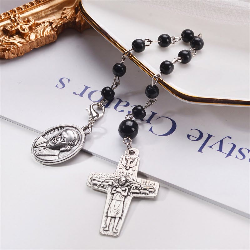 Bracelet chapelet avec pendentif croix du Saint-Père du Vatican Olivenorma
