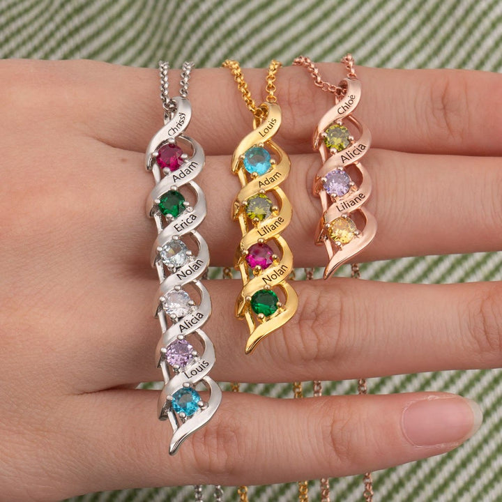 Collier personnalisé avec 1 à 6 gravures et pierres de naissance
