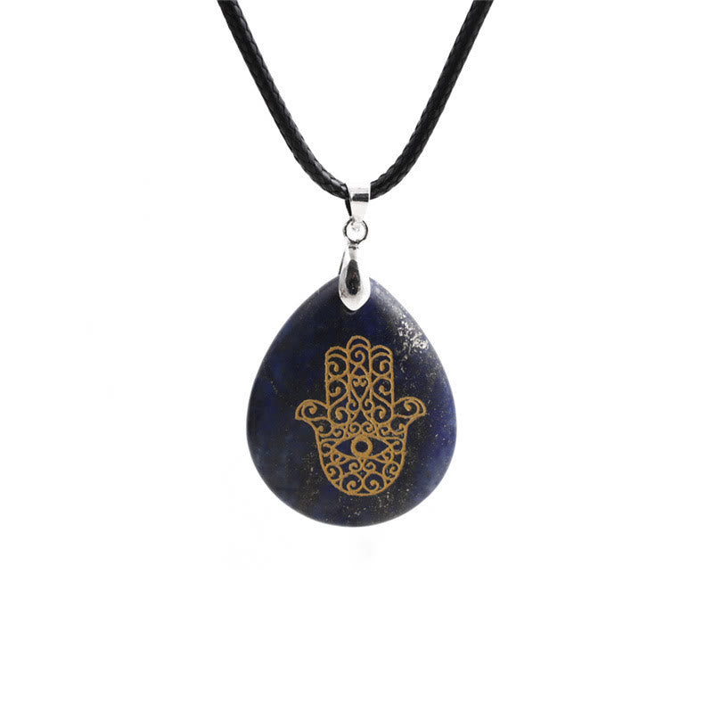 Collier pendentif Hamsa en cristal naturel en forme de goutte Olivenorma