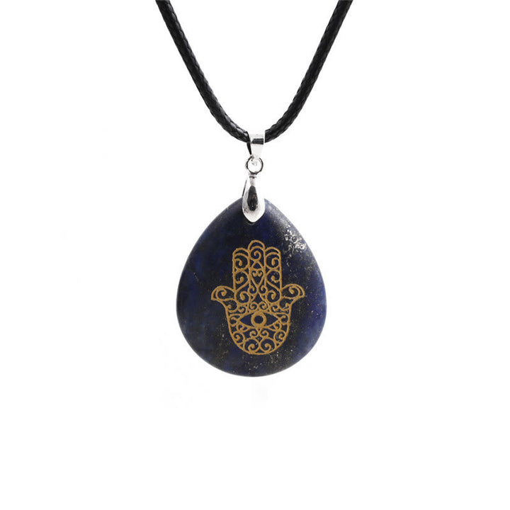 Collier pendentif Hamsa en cristal naturel en forme de goutte Olivenorma