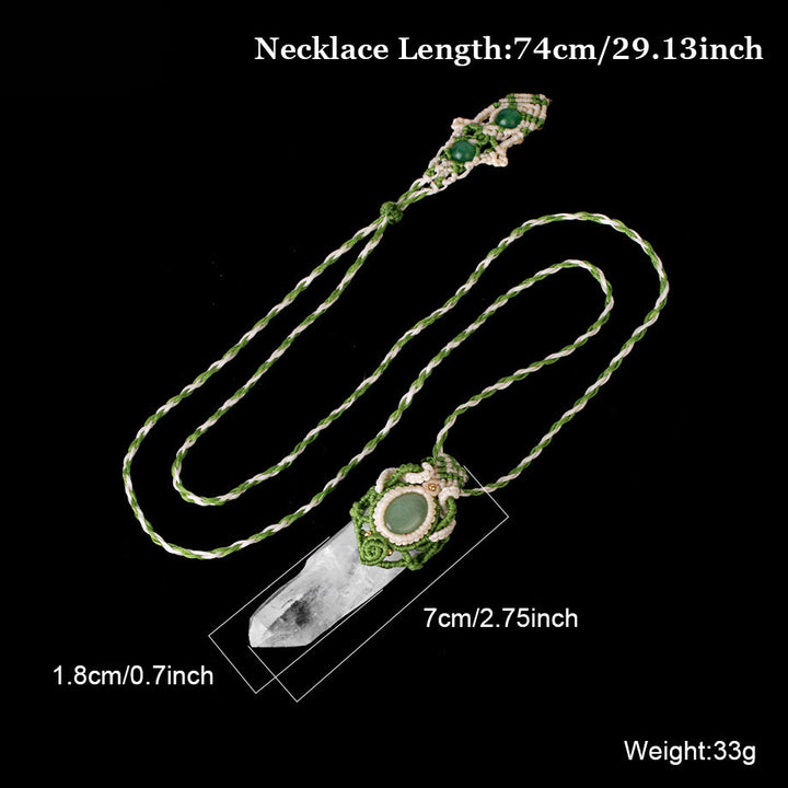 Collier pendentif en pierre naturelle tressée en quartz clair Olivenorma