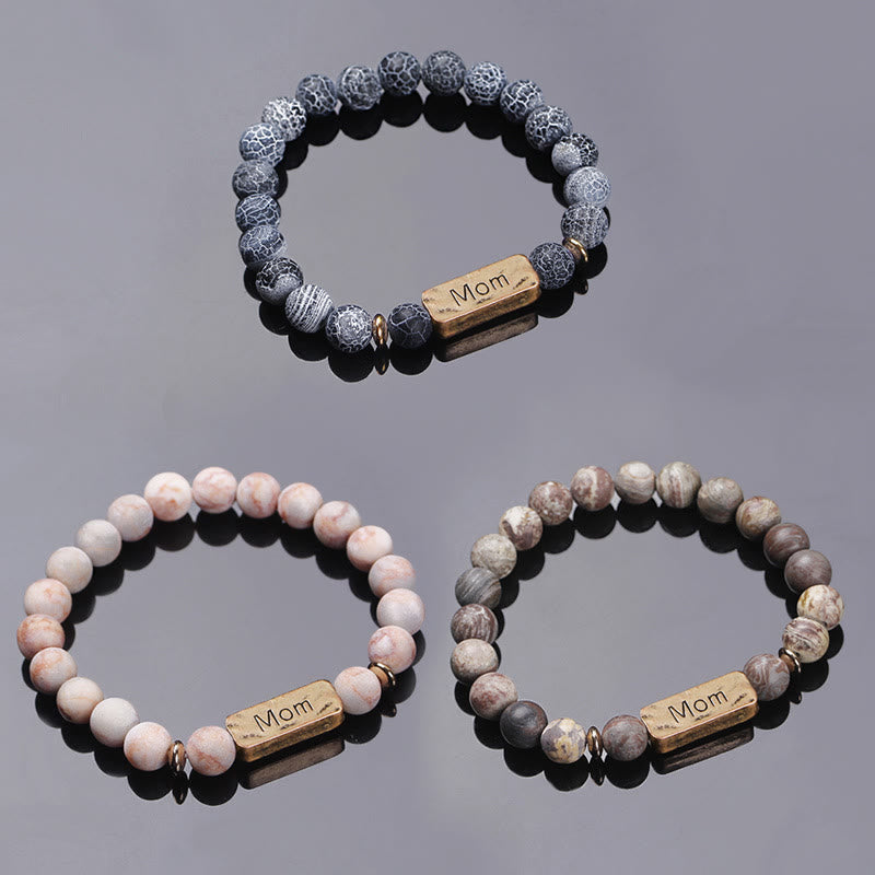 Bracelet gravé avec pierres précieuses naturelles Olivenorma Mom Patience