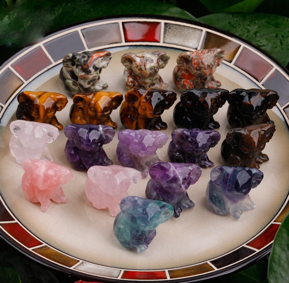 Olivenorma 1,2 pouces sculpté mignon koala figurine décoration en pierre précieuse