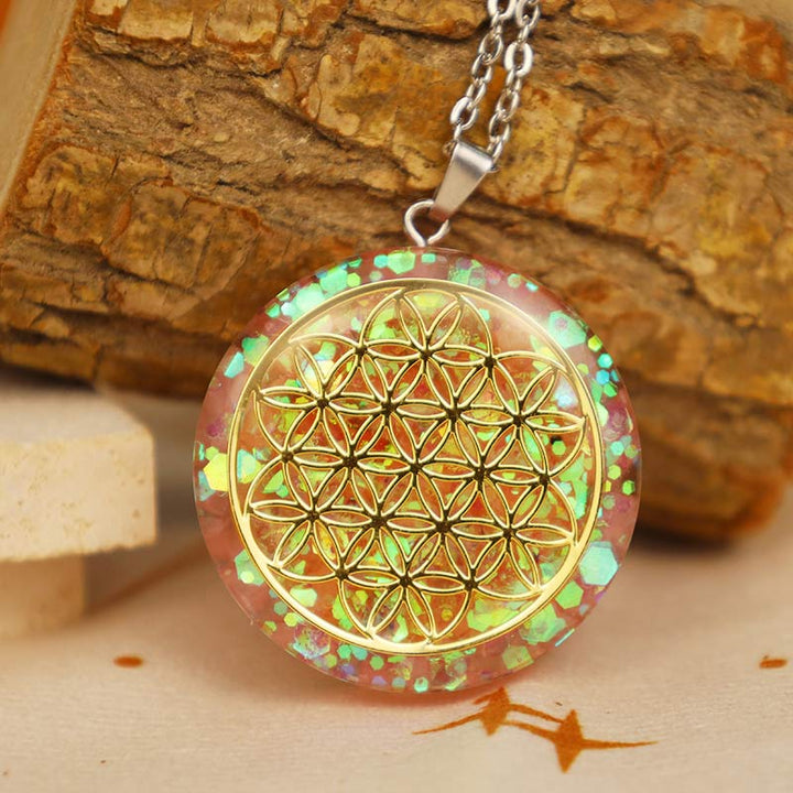 Collier Reki Fleur de Vie Quartz Rose