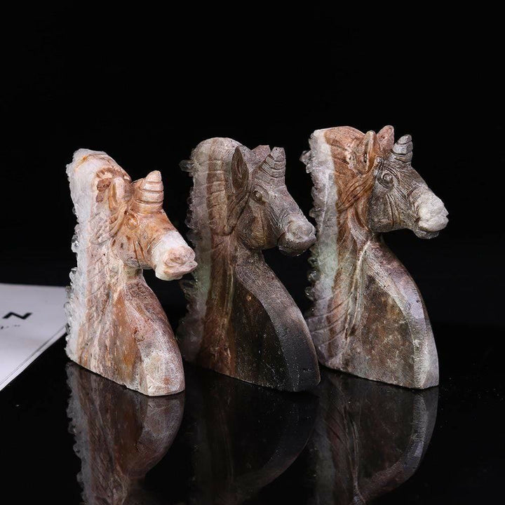 Décoration en pierre précieuse licorne en cristal transparent naturel Olivenorma