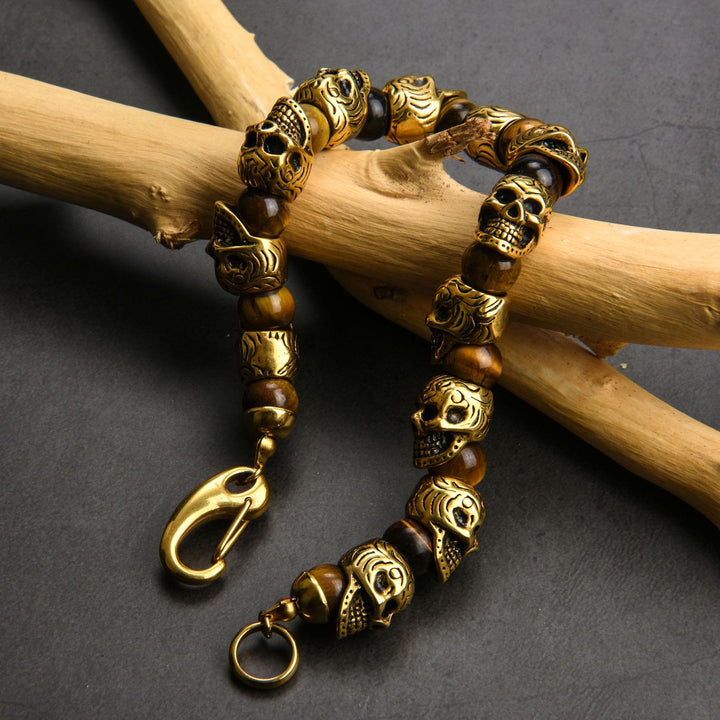 Bracelet Olivenorma en acier inoxydable fait main avec œil de tigre naturel