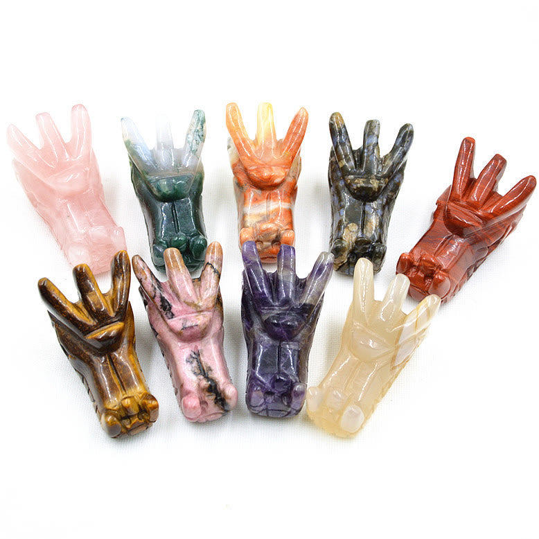 Décoration en pierres précieuses en forme de tête de dragon en cristal Olivenorma