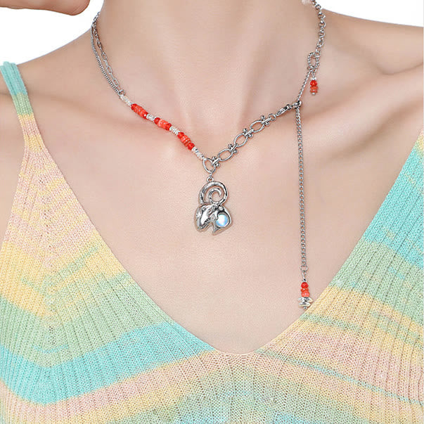 Collier pendentif en alliage avec pierre de lune et zodiaque Olivenorma