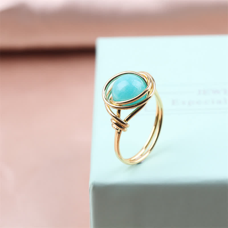 Bague de guérison en cristal enveloppée de fil