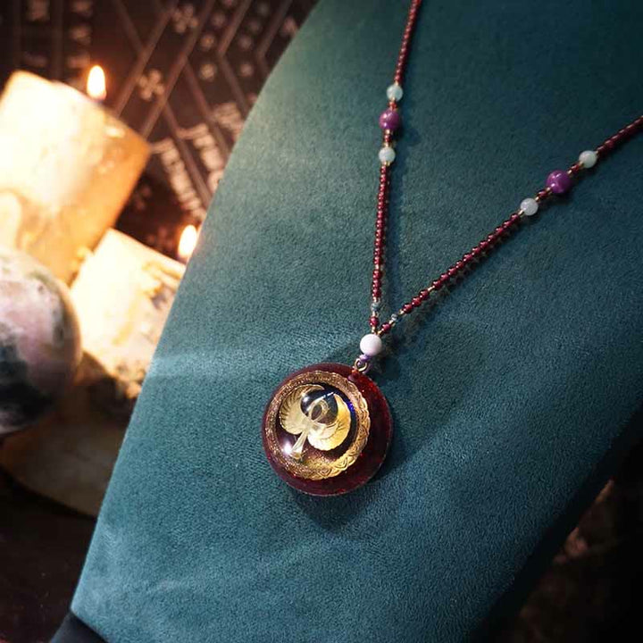 Collier Clé de Vie Olivenorma Grenat Lapis Lazuli Aigue-Marine