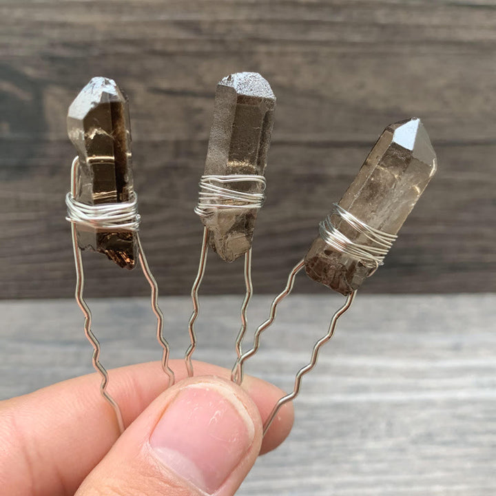 Épingle à cheveux en cristal faite à la main Olivenorma - Quartz fumé - image 25