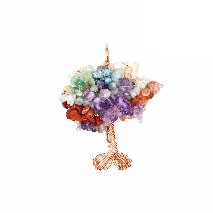 Collier pendentif arbre de vie chakra gravier cristal Olivenorma