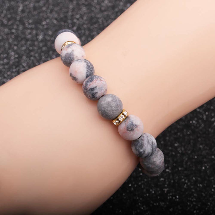 Bracelet de guérison en perles givrées en rhodonite naturelle Olivenorma