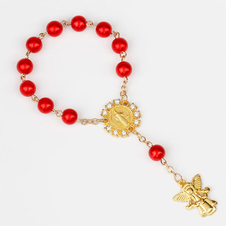 Bracelet chapelet chrétien avec pendentif ange doré de 8 mm Olivenorma