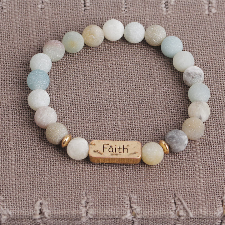 Bracelet gravé Active Faith en pierres précieuses naturelles Olivenorma
