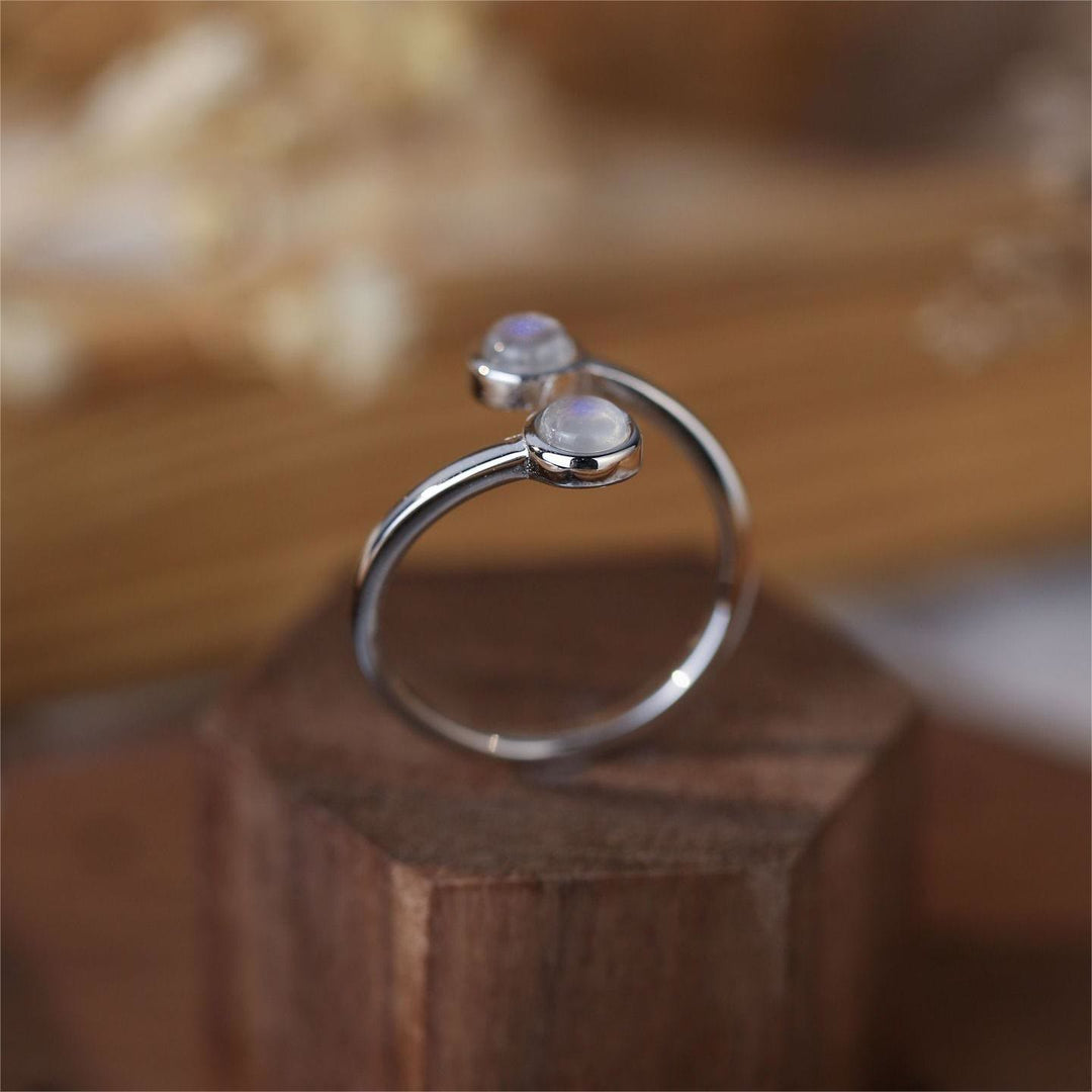 Bague ajustable ouverte en pierre de lune S925 Olivenorma