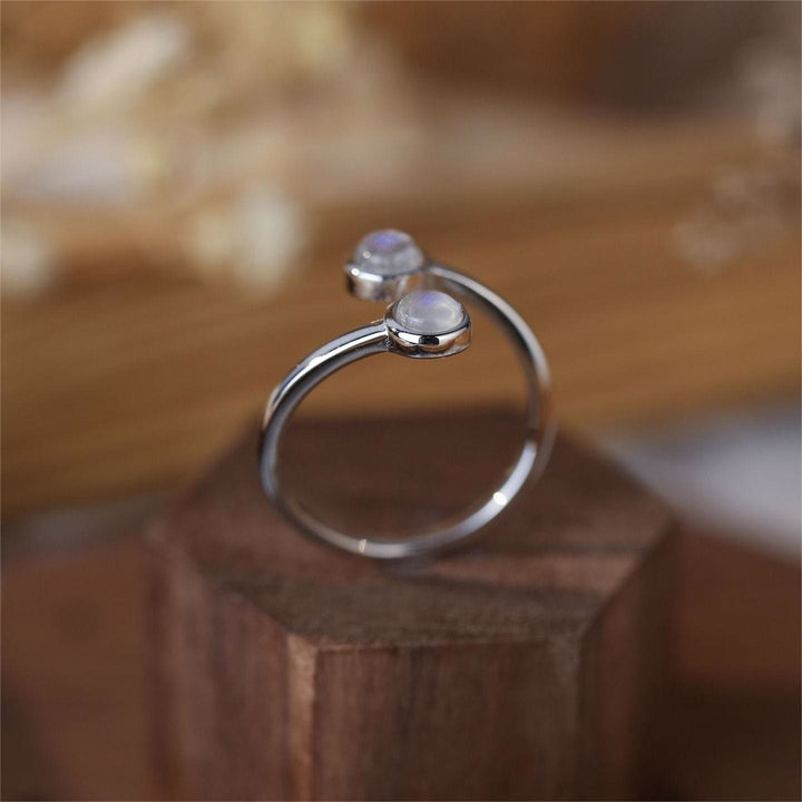 Bague ajustable ouverte en pierre de lune S925 Olivenorma