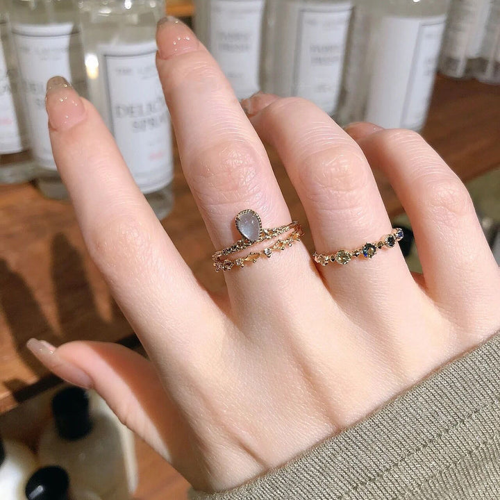 Bague en forme de goutte d'eau et de feuille d'aigue-marine naturelle Olivenorma