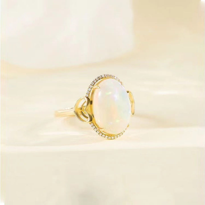 Bague ajustable Olivenorma Big Opal Side Love Design
