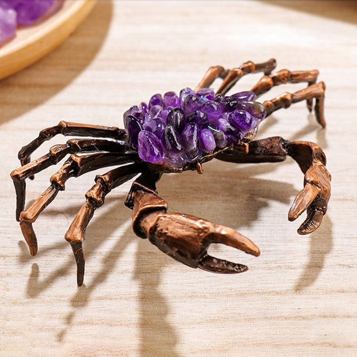 Ornement de crabe en gravier d'améthyste naturelle Olivenorma Décoration en pierres précieuses