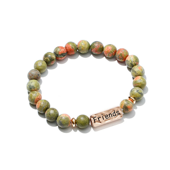 Ensemble de 3 bracelets gravés Olivenorma Natural Gemstone Best Friend Forever
