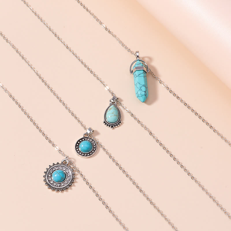 Ensemble de boucles d'oreilles et collier multicouches en turquoise Olivenorma