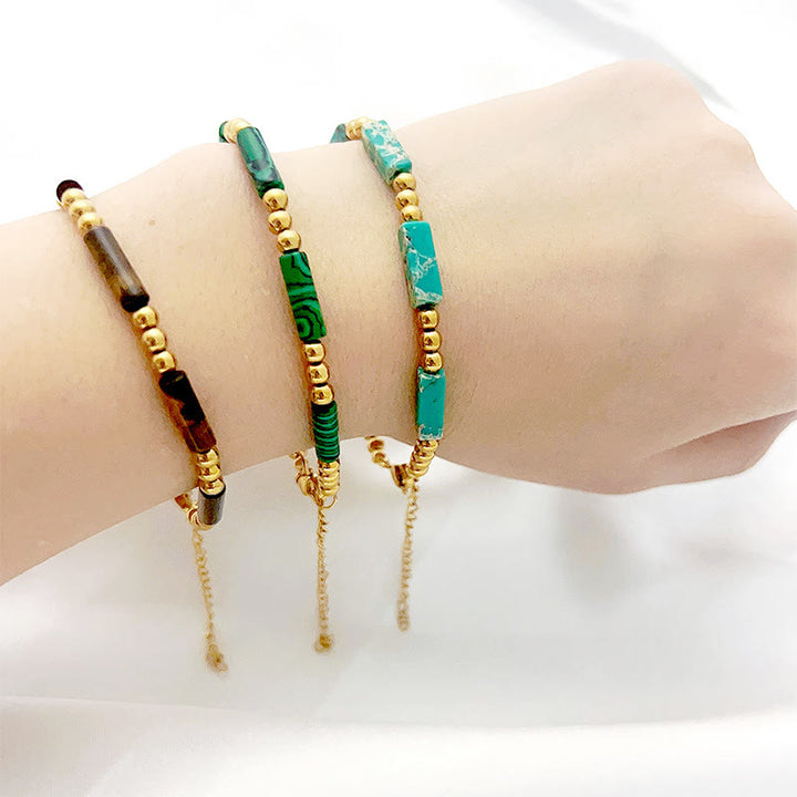 Bracelet de perles en tube de pierre naturelle rectangulaire Olivenorma