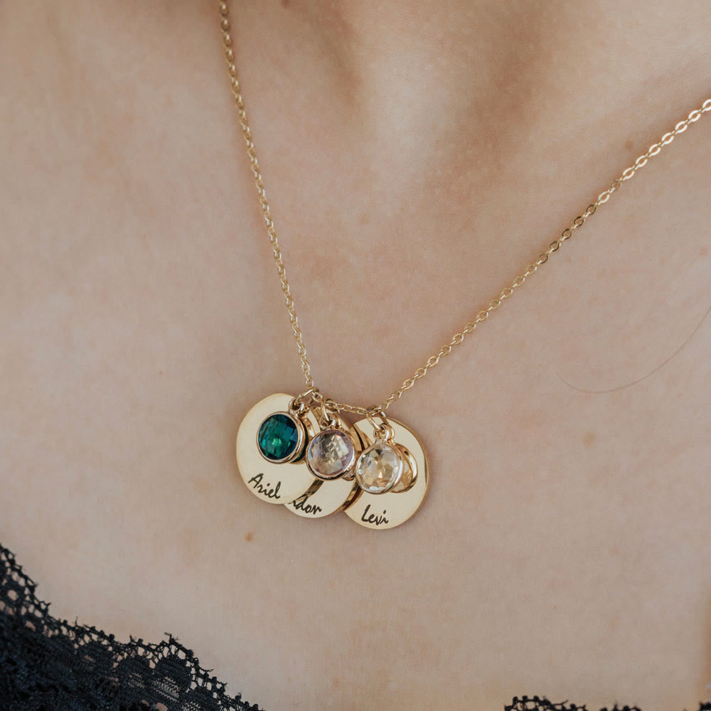 Collier gravé en cercle avec nom personnalisé Olivenorma pour la fête des mères