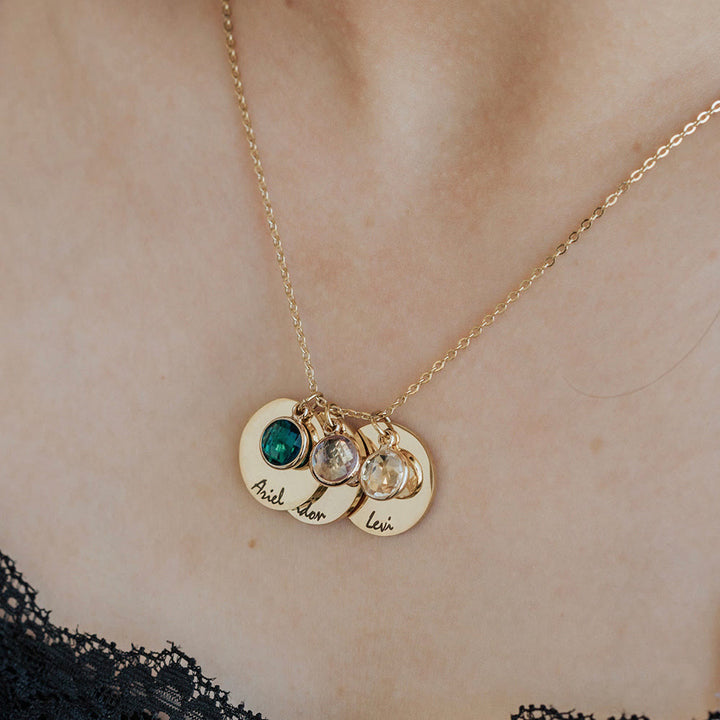 Collier gravé en cercle avec nom personnalisé Olivenorma pour la fête des mères