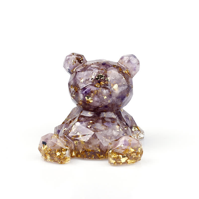 Décoration en pierre précieuse en forme d'ours avec miroir en cristal Olivenorma
