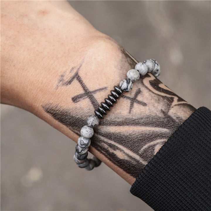 Bracelet homme en perles de pierre naturelle Olivenorma de 6 mm