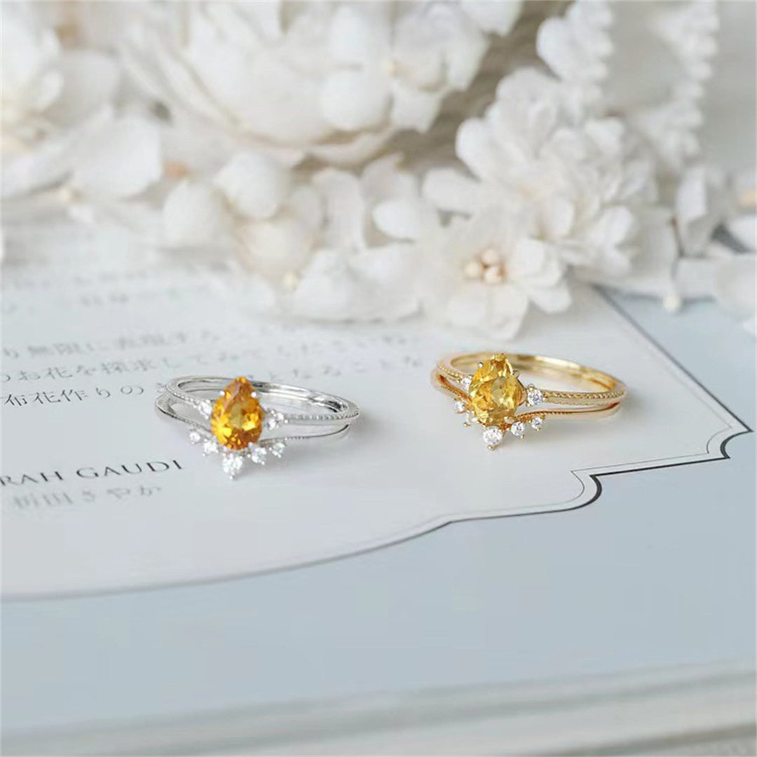 Bague en argent 925 et ou avec citrine en forme de goutte Olivenorma