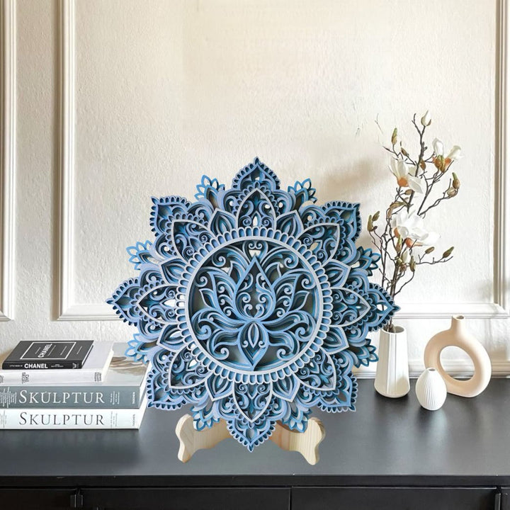 Peinture murale 3D Mandala Lotus Bleu Olivenorma