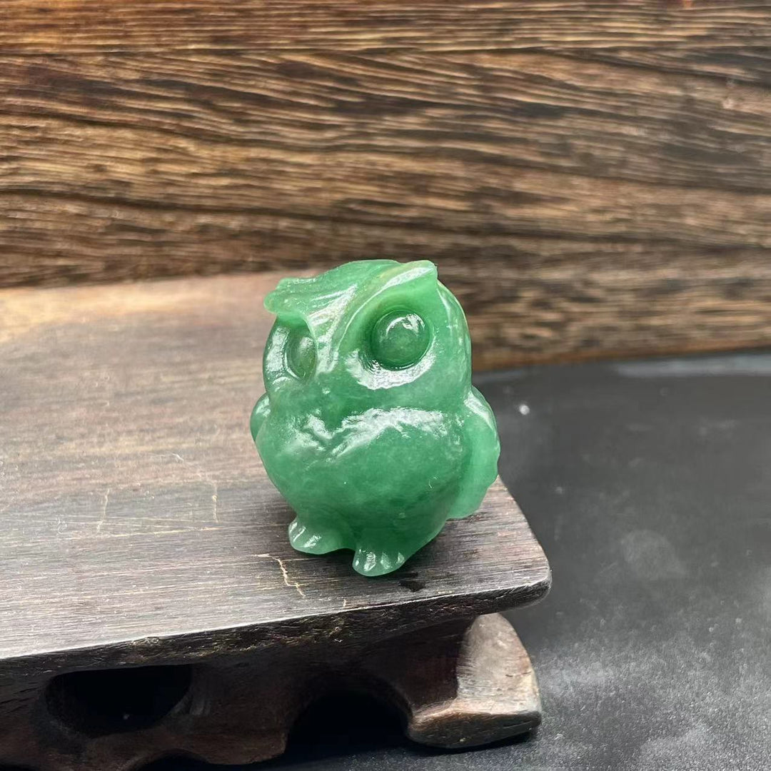 Ornement de hibou en cristal naturel Olivenorma de 3,5 cm, décoration en pierres précieuses
