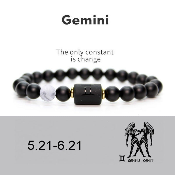 Bracelet homme en onyx noir naturel avec signe du zodiaque Olivenorma