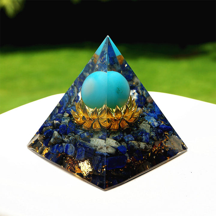 Olivenorma La Pyramide Orgonite Turquoise & Lapis Lazuli Expansion Spirituelle