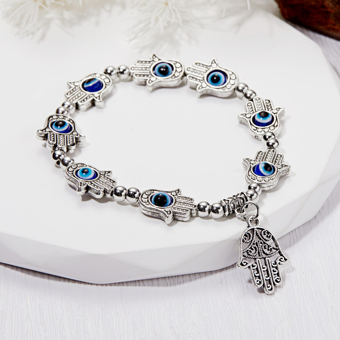Bracelet pendentif Hamsa mauvais œil en époxy et zircon Olivenorma