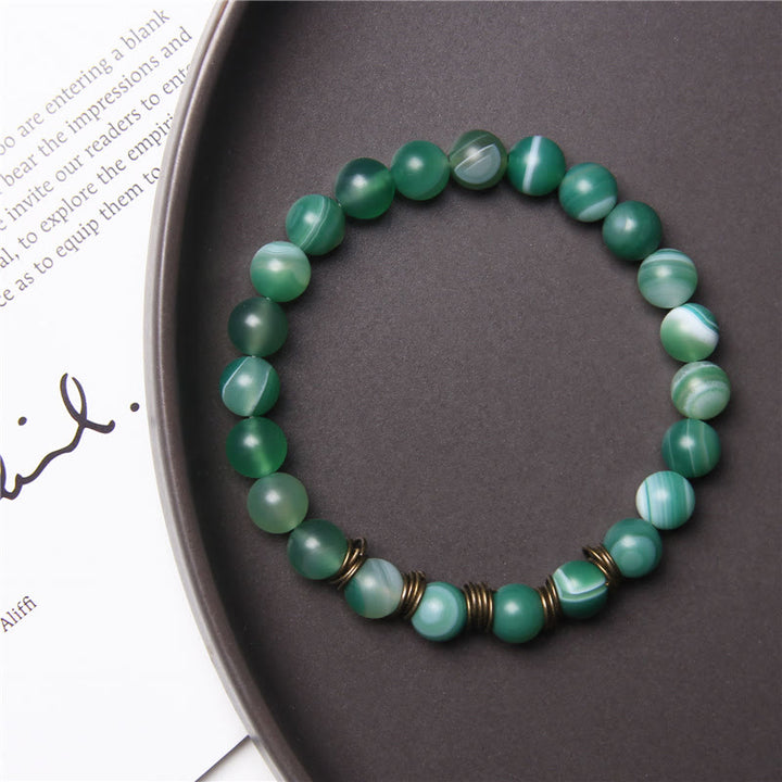 Bracelet de yoga extensible en perles de 8 mm en pierre naturelle polie Olivenorma