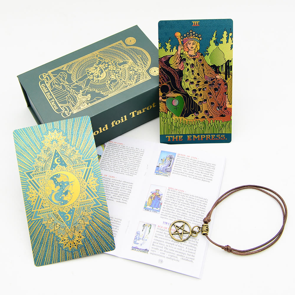 Cartes de tarot Olivenorma Green Blue Moon en feuille d'or