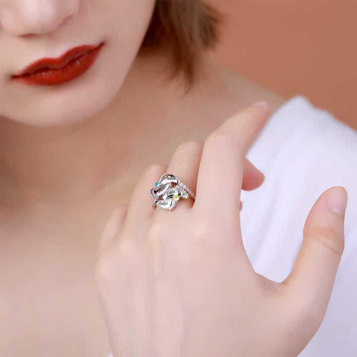 Bague créative avec pierres de naissance gravées pour pieds de bébé Olivenorma