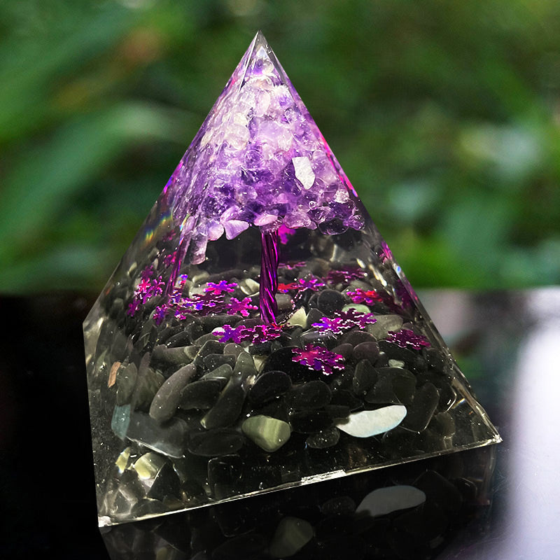 Olivenorma Soul Serenity – Pyramide Arbre de Vie en Améthyste et Obsidienne - image 2