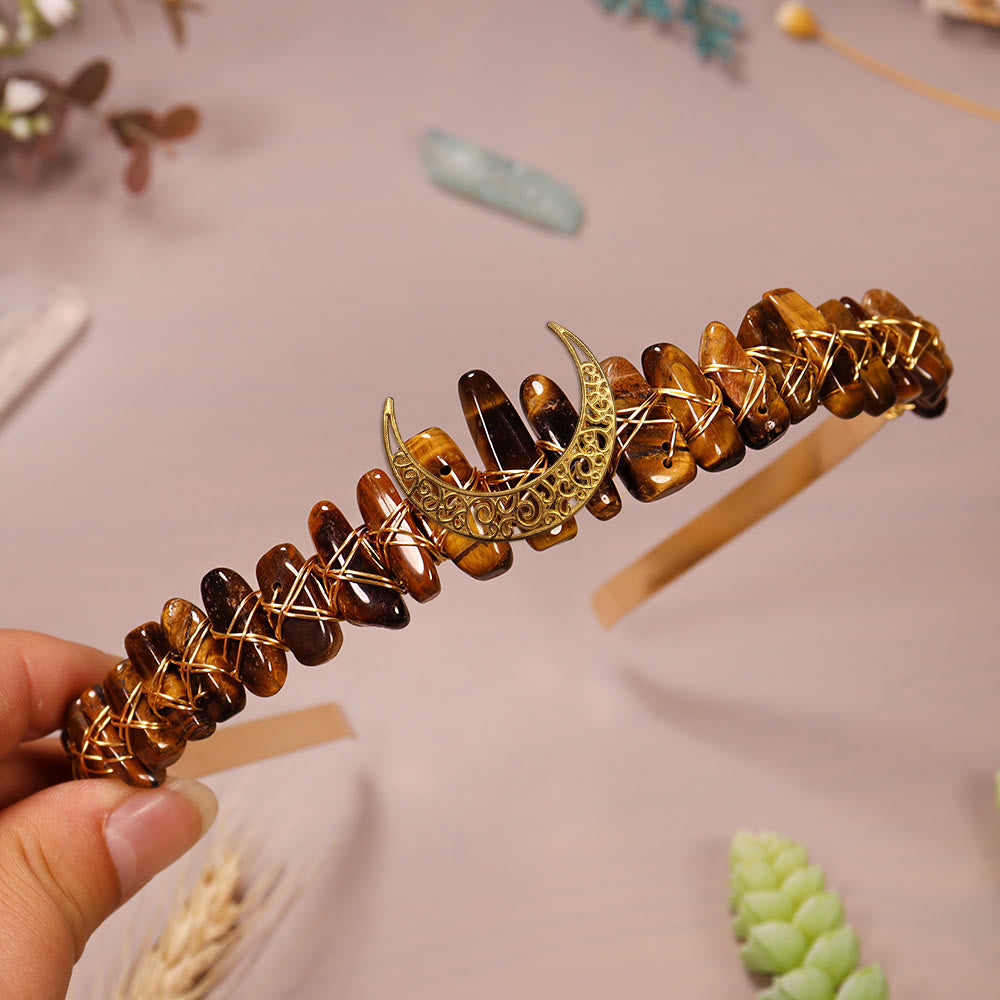 Couronne de cristal de lune en fil d'or et pierre naturelle Olivenorma