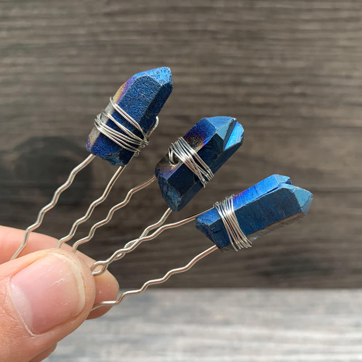 Épingle à cheveux en cristal faite à la main Olivenorma - Labradorite - image 21