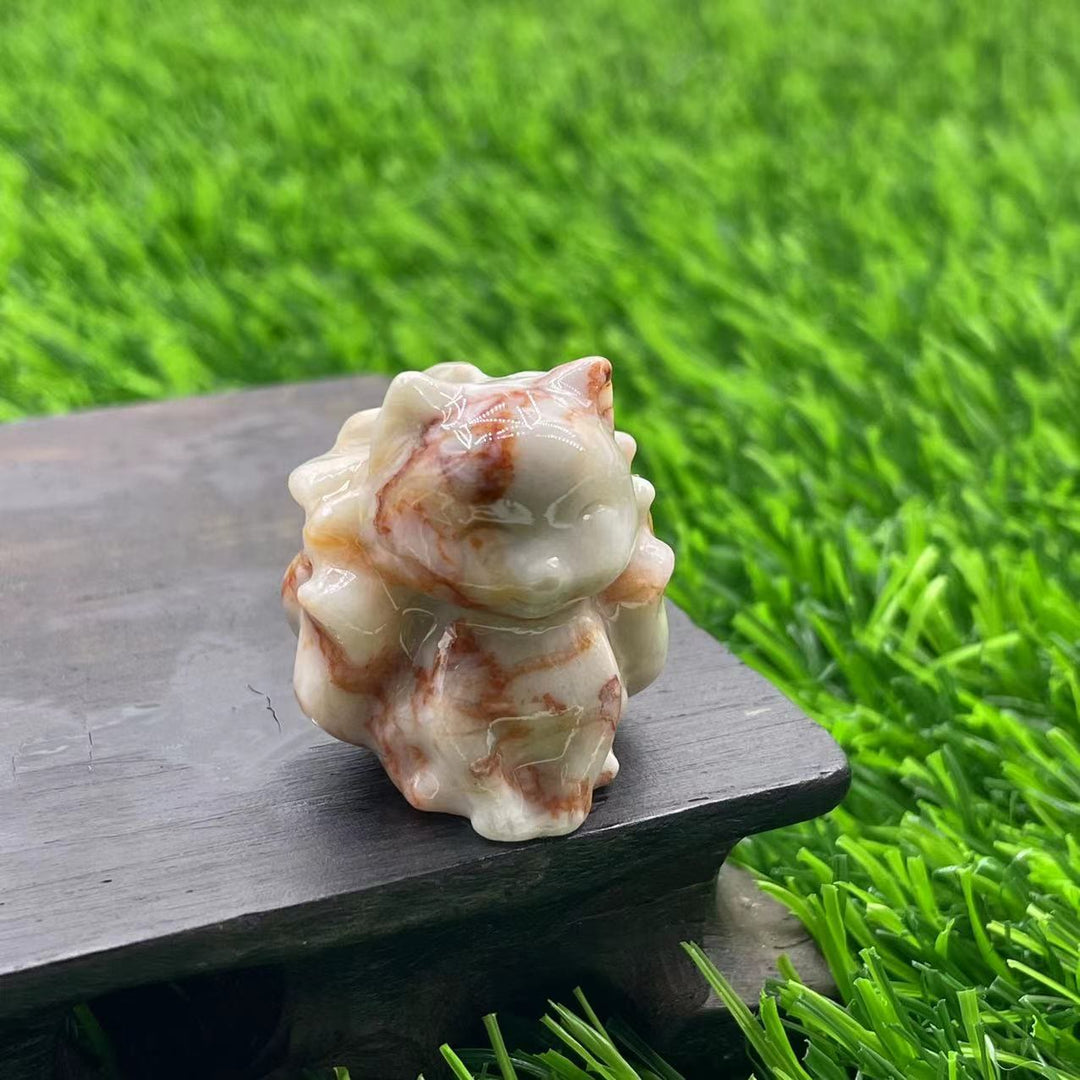 Décoration en pierre précieuse de renard à neuf queues en pierre naturelle Olivenorma de 3 cm