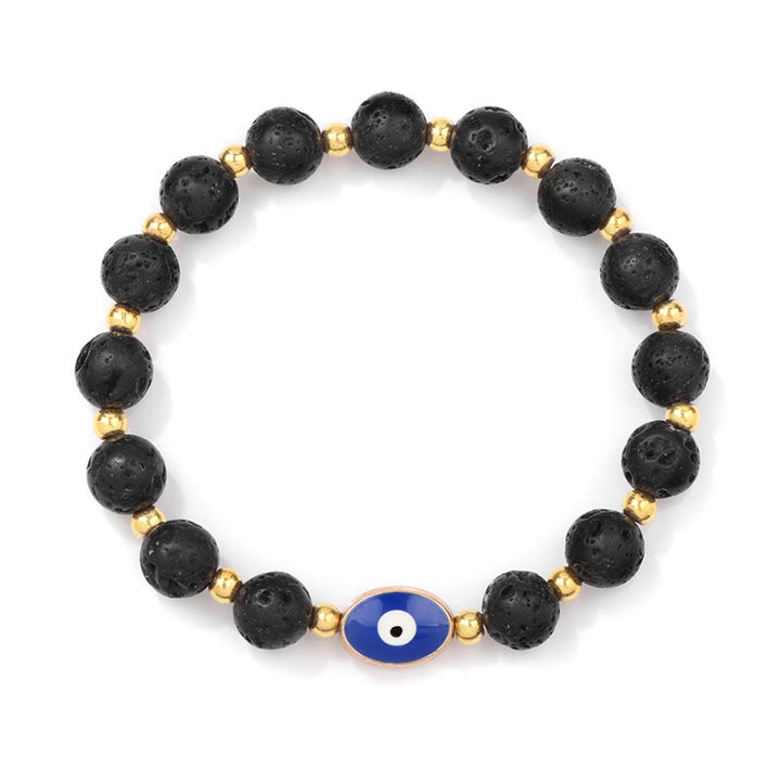 Bracelet Olivenorma 8 mm œil de tigre bleu contre le mauvais œil