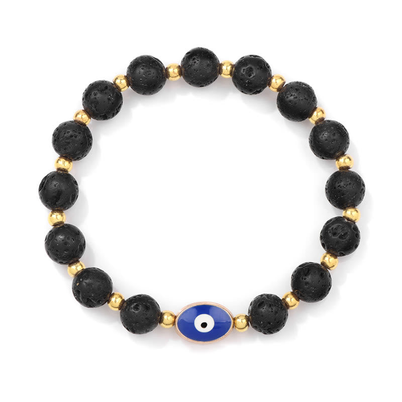 Bracelet Olivenorma 8 mm œil de tigre bleu contre le mauvais œil