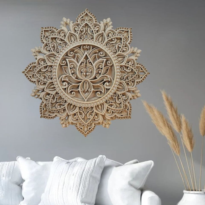 Peinture murale 3D Mandala Lotus Bleu Olivenorma