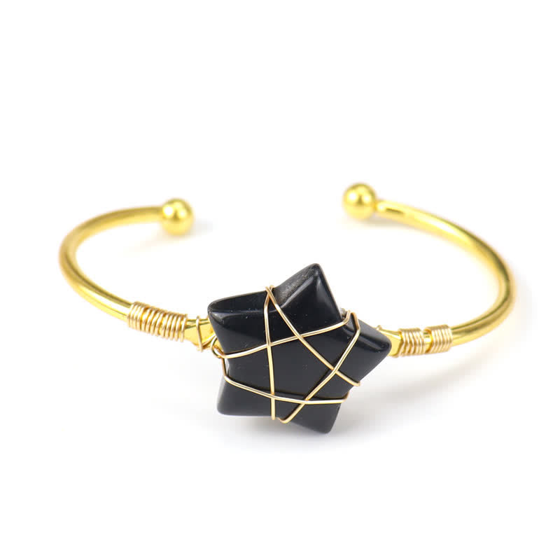 Bracelet en pierres précieuses en forme d'étoile enveloppé de fil d'or Olivenorma