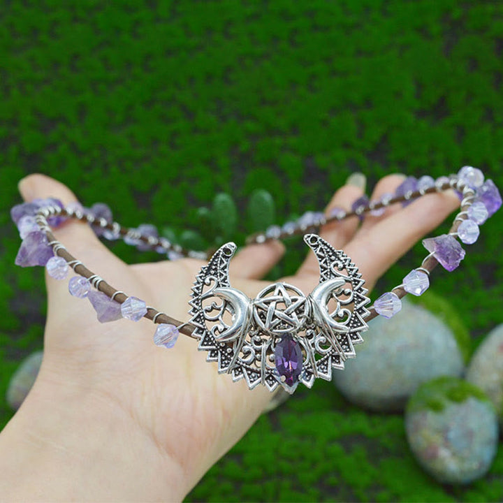 Couronne de lune en cristal blanc améthyste naturel Olivenorma