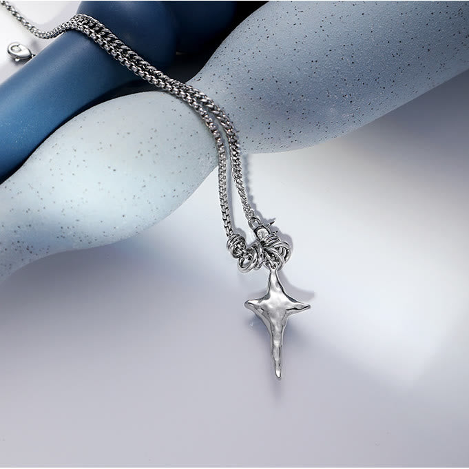 Collier pendentif étoile plissée en alliage avec pierre de lune Olivenorma